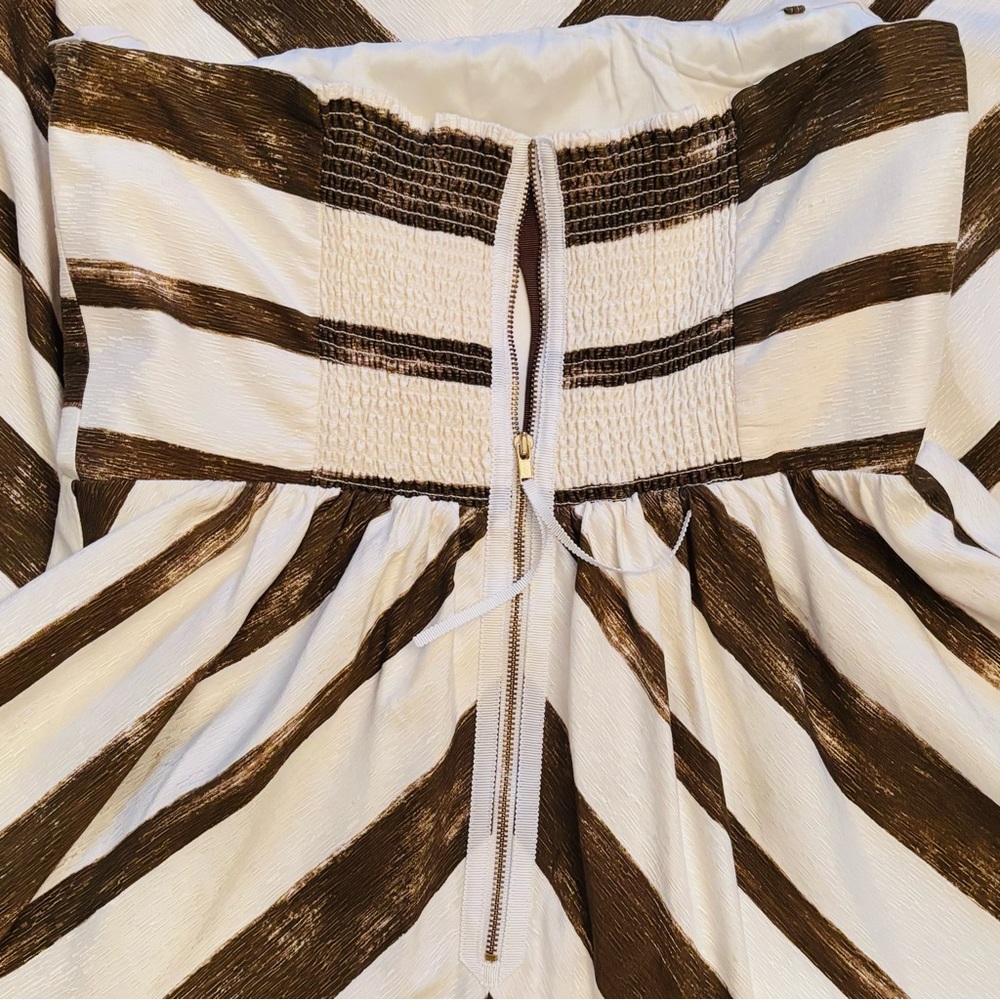 Moulinette Soeurs Paint Stripe Strapless Midi Silk Anthropologie Cocktail Dress - Picture 10 of 12